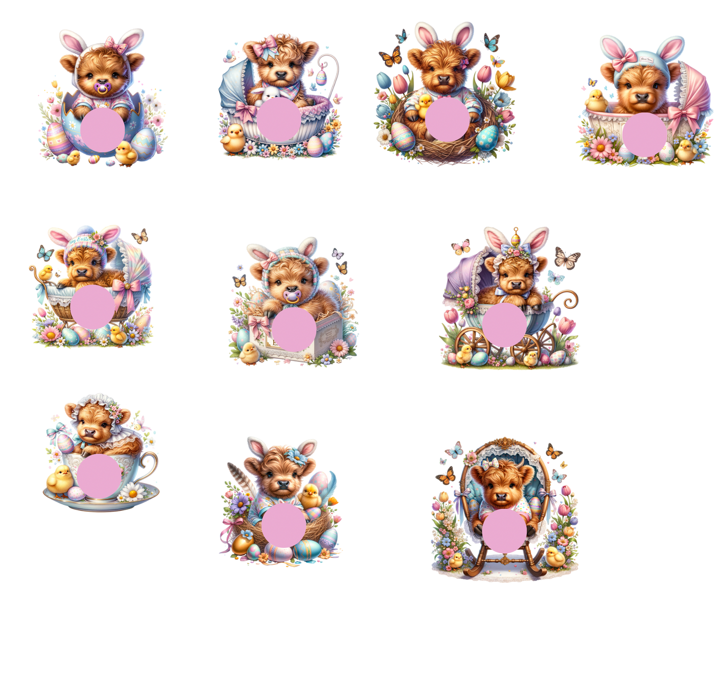 Geplottete Oster Kühe